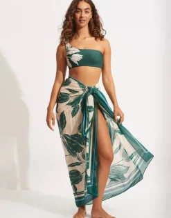 Fleur de Bloom One Shoulder Bikini Top - Evergreen