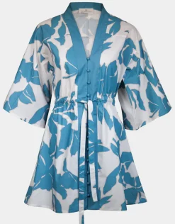 Floral Abstract Mini Kimono - Puffy Sky
