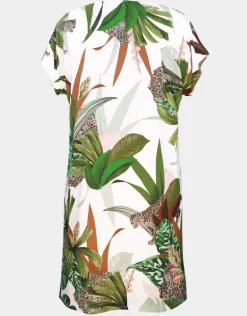 Floral Safari Beach Dress - White Jungle