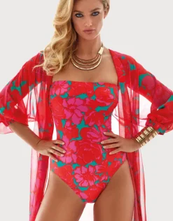 Floreale Bandeau Swimsuit - Pink