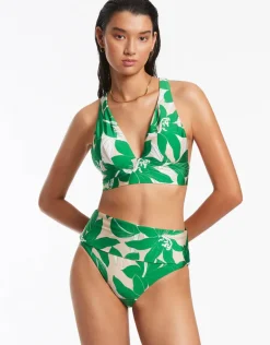 Floreale Fold Down Bikini Pant - Green