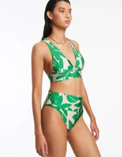 Floreale Fold Down Bikini Pant - Green