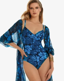 Floreale Underwired Wrap Swimsuit - Blue
