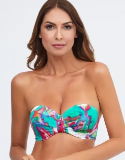 Frida Bandeau Bikini Top - Green Marble