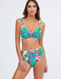 Frida Underwired Ring Bikini Top - Green Marble