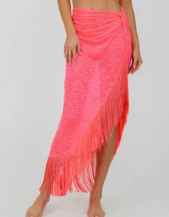 Fringed Sarong Skirt - Hot Pink
