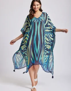 Fuego Poncho Kaftan - Multi Blue