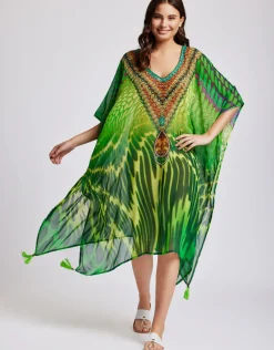 Fuego Poncho Kaftan - Multi Green