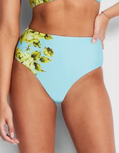 Full Bloom High Waisted Bikini Pant - Sky