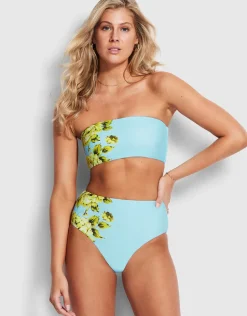 Full Bloom High Waisted Bikini Pant - Sky