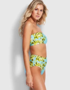 Full Bloom High Waisted Bikini Pant - Sky