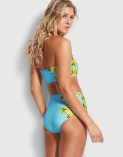 Full Bloom High Waisted Bikini Pant - Sky