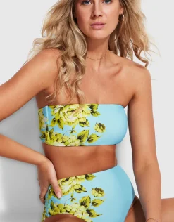 Full Bloom High Waisted Bikini Pant - Sky