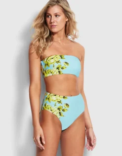 Full Bloom High Waisted Bikini Pant - Sky