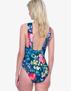 Garden Dream High Neck Swimsuit - Multi Navy