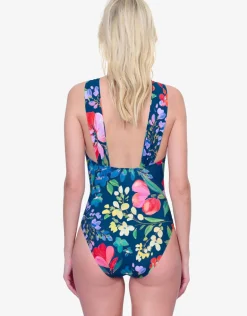 Garden Dream High Neck Swimsuit - Multi Navy