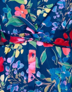 Garden Dream Shaped Square Neck Swimsuit - Multi Navy