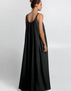 Gathered Maxi Dress - Black