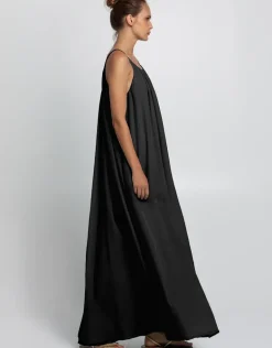 Gathered Maxi Dress - Black