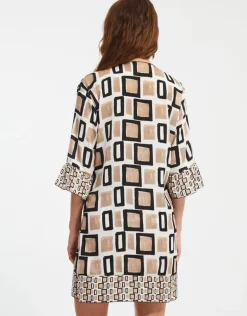 Geo Beach Dress - Black White and Gold