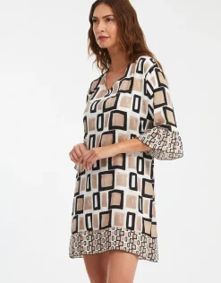Geo Beach Dress - Black White and Gold