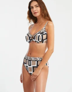 Geo Maxi Bikini Pant - Black White and Gold