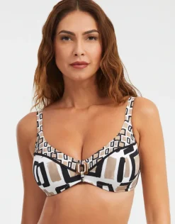 Geo Underwired Bikini Top - Black White and Gold
