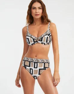 Geo Underwired Bikini Top - Black White and Gold