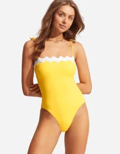Gia Ric Rac Bandeau Swimsuit - Citron