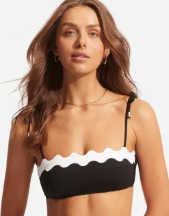 Gia Ric Rac Bustier Bandeau Bikini Top - Black