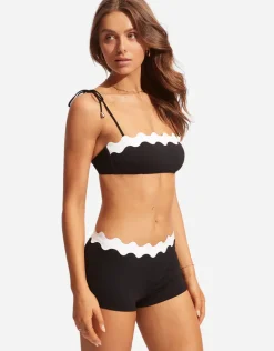 Gia Ric Rac Bustier Bandeau Bikini Top - Black