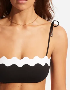 Gia Ric Rac Bustier Bandeau Bikini Top - Black