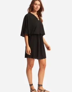 Gia Scallop Kaftan - Black