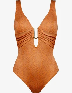 Glance Banded Swimsuit - Metallic Apricot