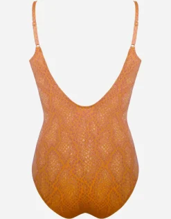 Glance Ruched Underwired Swimsuit - Metallic Apricot