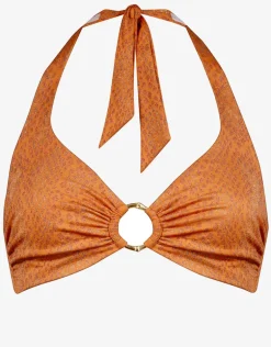 Glance Underwired Halter Bikini Top - Metallic Apricot