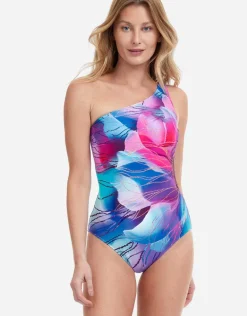 Golden Blossom One Shoulder Swimsuit - Multi