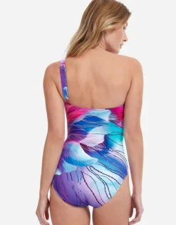 Golden Blossom One Shoulder Swimsuit - Multi