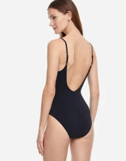 Golden Touch Round Neck Swimsuit - Black