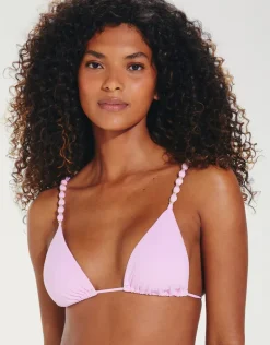 Grenadine Beads Parallel Tri Bikini Top - Lilac