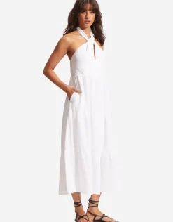 Halter Neck Dress - White
