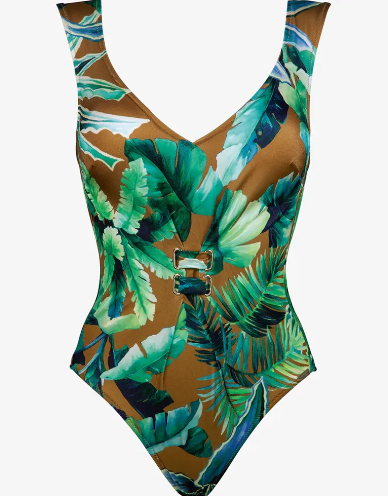 Havana Wide Shoulder One Piece - Tobacco Tropics