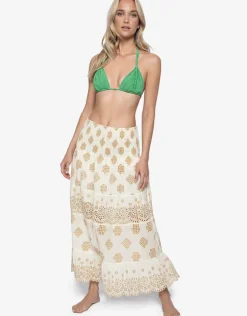 Haven Evie Smocked Cover Up - White/Gold