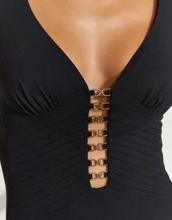 Heroines Plunge Swimsuit - Black