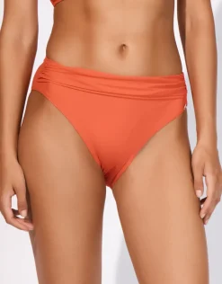 Honesty Gathered Band Bikini Pant - Flame