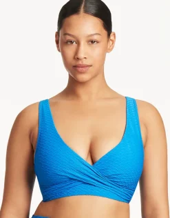 Honeycomb Cross Front Multi-Fit Bikini Top - Capri Blue