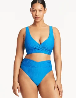 Honeycomb Cross Front Multi-Fit Bikini Top - Capri Blue