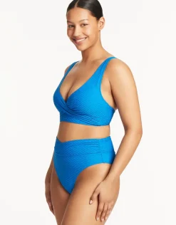 Honeycomb Cross Front Multi-Fit Bikini Top - Capri Blue
