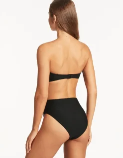 Honeycomb U Bar Bandeau Bikini Top - Black