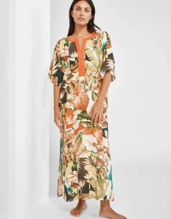 Hypnotic Maxi Kaftan - Sepia Leaves